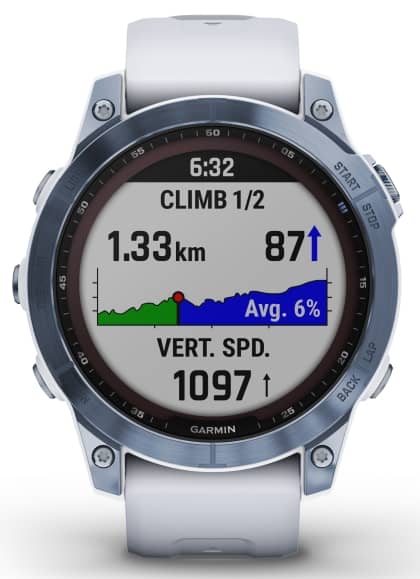 ClimbPro analyses the profile of the terrain to help runners and cyclists better manage their effort on a mountainous course coloured curve of denive